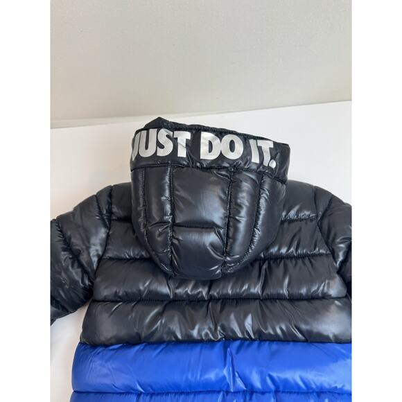 NWT NIKE Full-Zip Puffer Jacket Sz 18 Months Winter Coat Black Blue Warm Cozy - Picture 4 of 8